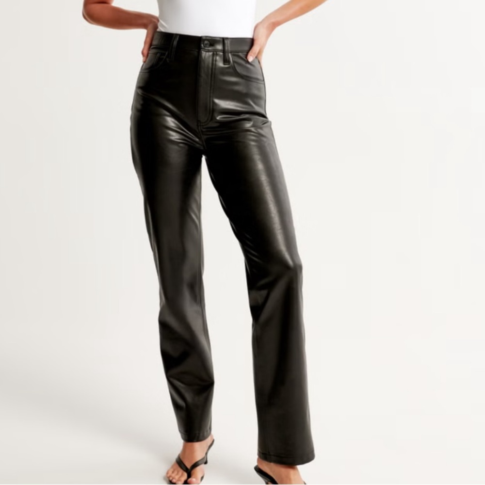 Abercrombie & Fitch Black Vegan Leather 90’s Straight Pant